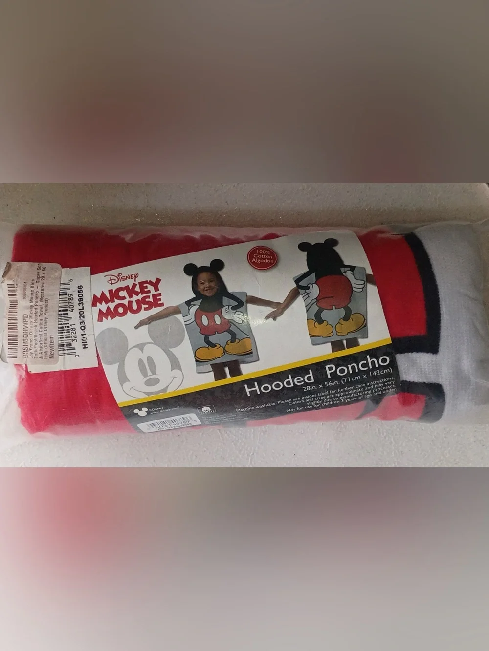 DISNEY Mickey Mouse Kids Poncho Wearable Towel Beach Cruise Fun Bathtime NEW NWT